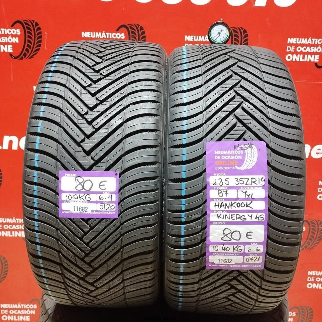 2x 235 35 Z R19 87YXL HANKOOK KINERGY 4S M+S* 6.4/6.6mm REF:11682