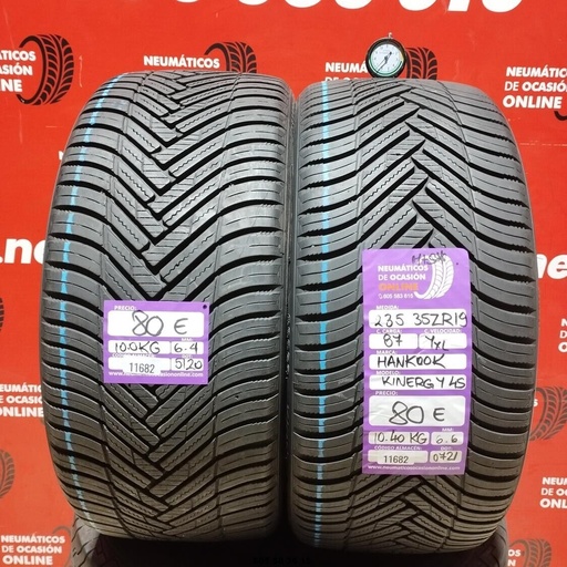 [Ref: 11682] 2x 235 35 Z R19 87YXL HANKOOK KINERGY 4S M+S* 6.4/6.6mm REF:11682