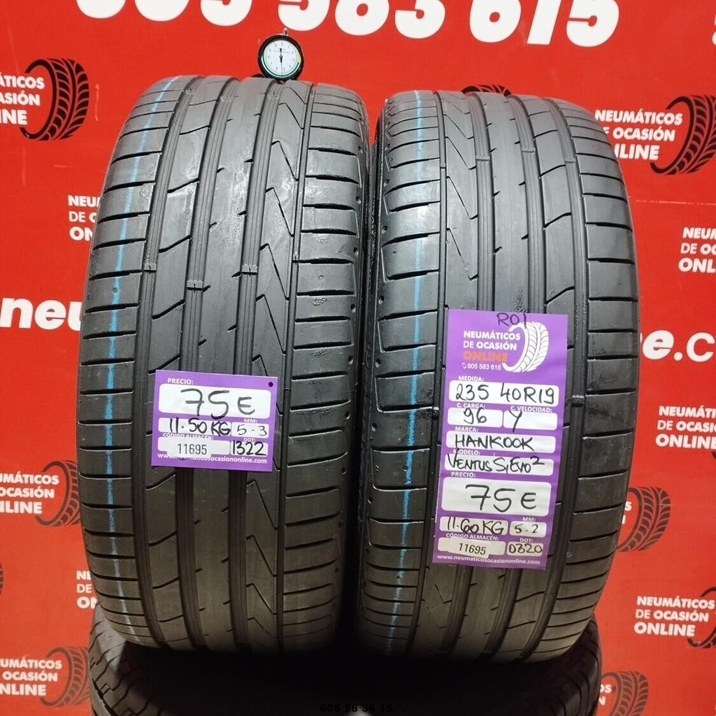 2x 235 40 R19 96Y HANKOOK VENTUS S1 EVO2 RO1 5.3/5.2mm REF:11695