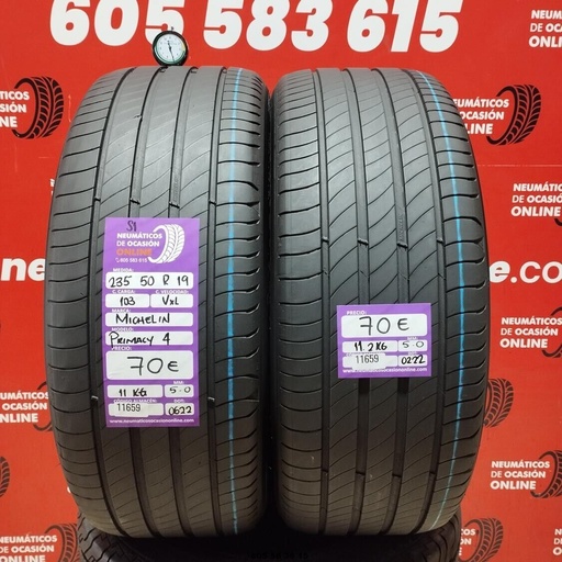 [Ref: 11659] 2x 235 50 R19 103VXL MICHELIN PRIMACY4 S1 5.0/5.0mm REF:11659