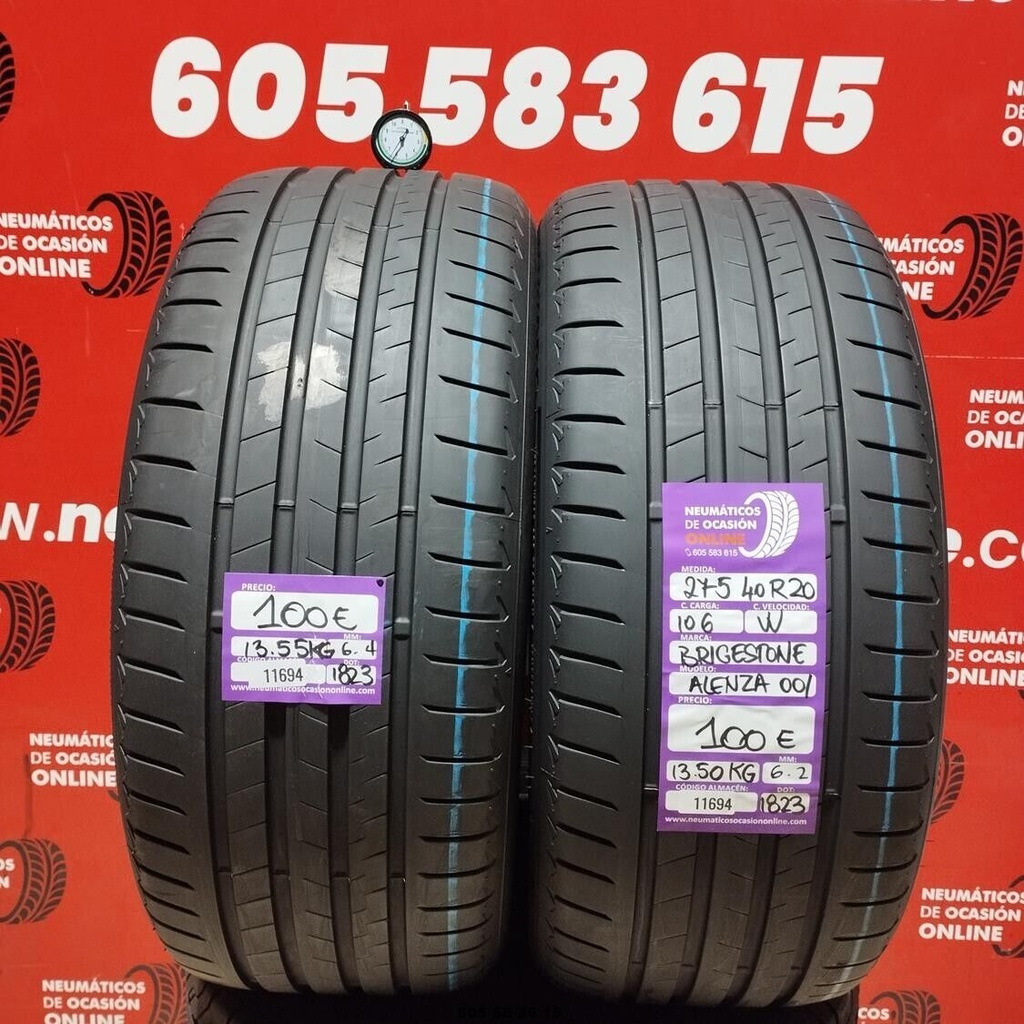 2x 275 40 R20 106W BRIDGESTONE ALENZA 001 6.2/6.4mm REF:11694