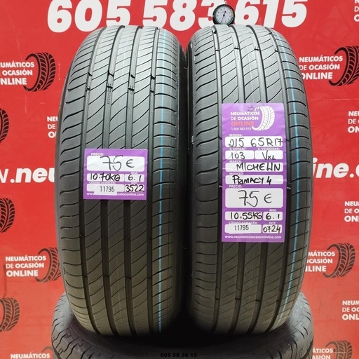 [Ref:11795] 2x 215 65 R17 103VXL MICHELIN PRIMACY4 S1 6.1/6.1mm REF:11795