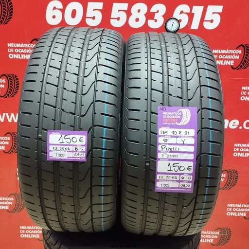 [Ref: 11927] 2x 265 40 R21 101Y PIRELLI PZERO NO 6.5/6.0mm REF:11927