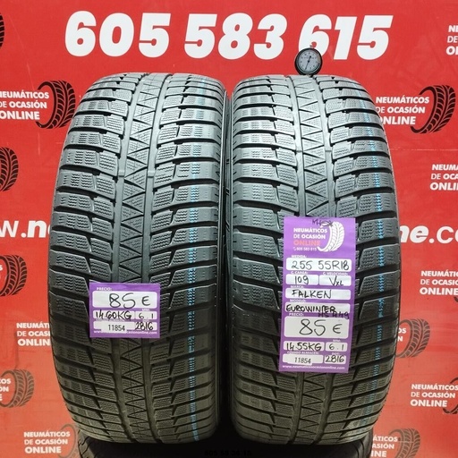 [Ref:11854] 2x 255 55 R18 109VXL FALKEN EUROWINTER M+S* 6.1/6.1mm REF:11854