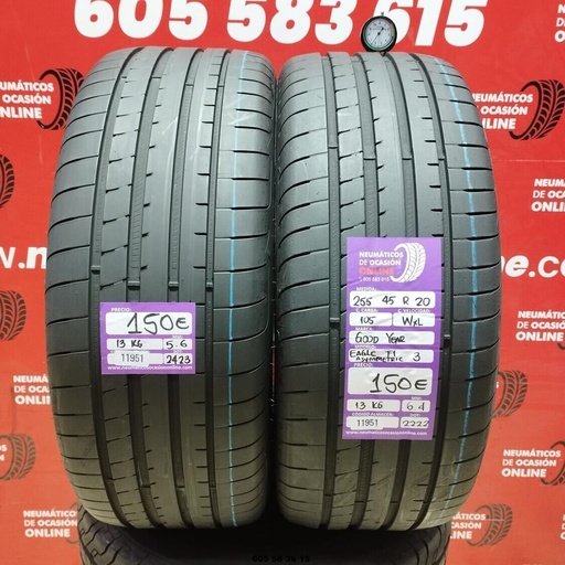 [Ref: 11951] 2x 255 45 R20 105WXL GOODYEAR EAGLE F1 6.4/5.6mm REF:11951