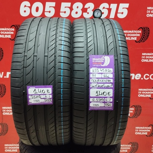 [Ref: 11925] 2x 255 45 R20 101WXL CONTINENTALCONTISPORT CONTACT5 SUV AO 6.1/6.2mm REF:11925