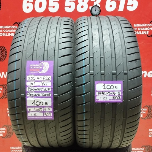 [Ref:11933] 2x 255 40 R20 101YXL BRIDGESTONE POTENZA SPORT AO 5.0/5.0mm REF:11933