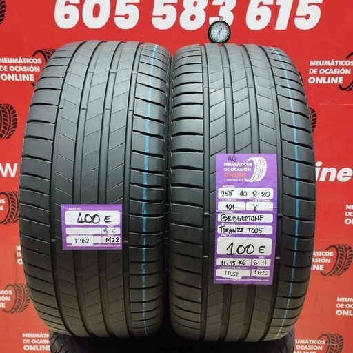 [Ref: 11952] 2x 255 40 R20 101Y BRIDGESTONE TURANZA T005 AO 6.4/5.5mm REF:11952