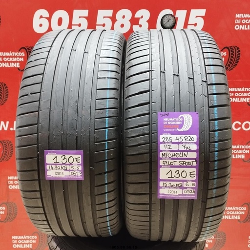 [Ref:12014] 2x 285 45 R20 112YXL MICHELIN PILOT SPORT4 SUV 5.5/6.8mm REF:12014