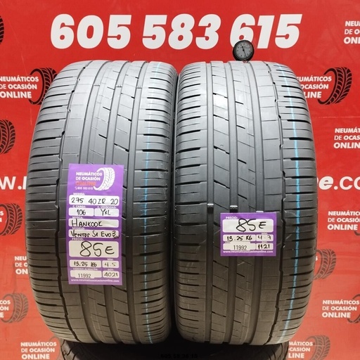 [Ref: 11992] 2x 275 40 Z R20 106YXL HANKOOK VENTUS S1 EVO3 SUV 4.5/4.7mm REF:11992