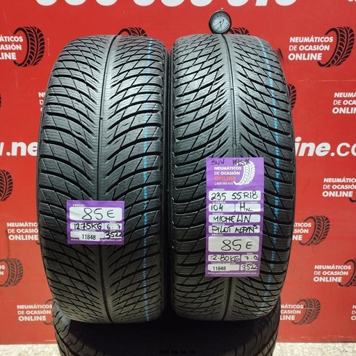 [Ref: 11848] 2x 235 55 R18 104HXL MICHELIN PILOT ALPIN SUV M+S* 6.7/7.0mm REF:11848