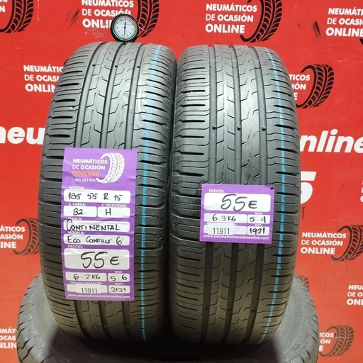 [Ref:11911] 2x 185 55 R15 82H CONTINENTAL ECO CONTACT6 5.6/5.4mm REF:11911