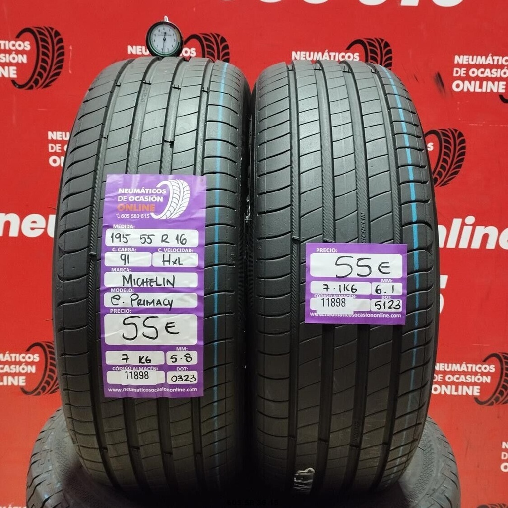 2x 195 55 R16 91HXL MICHELIN e.PRIMACY 5.8/6.1mm REF:11898