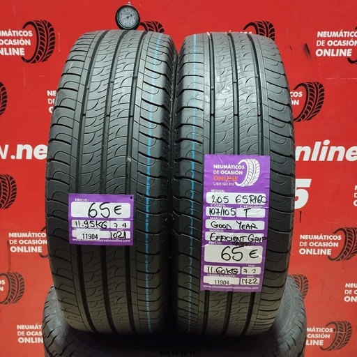 [Ref: 11904] 2x 205 65 R16C 107/105T GOODYEAR EFFICIENT GRIP 7.4/7.2mm REF:11904