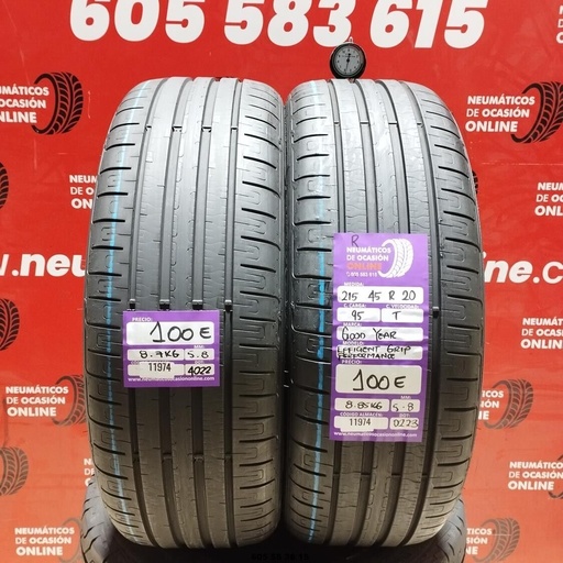 [Ref: 11974] 2x 215 45 R20 95T GOODYEAR EFFICIENT GRIP 5.8/5.8mm REF:11974