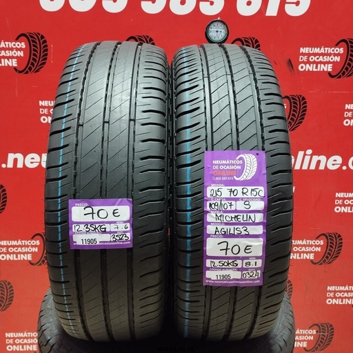 [Ref: 11905] 2x 215 70 R15C 109/107S MICHELIN AGILIS3 7.6/8.1mm REF:11905