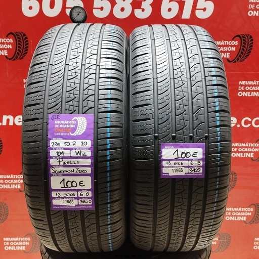 [Ref: 11965] 2x 235 50 R20 104WXL PIRELLI SCORPION ZERO JLR 6.8/6.8mm REF:11965