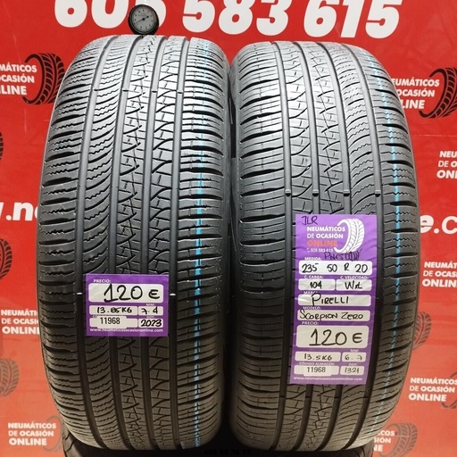 [Ref: 11968] 2x 235 50 R20 104WXL PIRELLI SCORPION ZERO JLR 6.7/7.4mm REF:11968