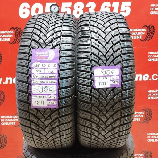 [Ref: 12117] 2x 235 60 R18 107HXL BRIDGESTONE BLIZZAK LM005 6.7/5.3mm REF:12117