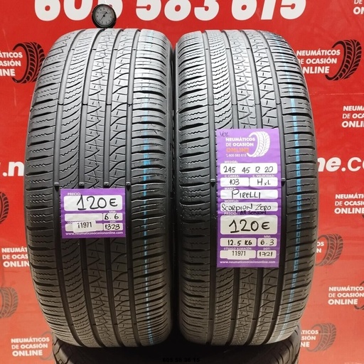 [Ref: 11971] 2x 245 45 R20 103HXL PIRELLI SCORPION ZERO ALL SEASON 6.6/6.3mm REF:11971