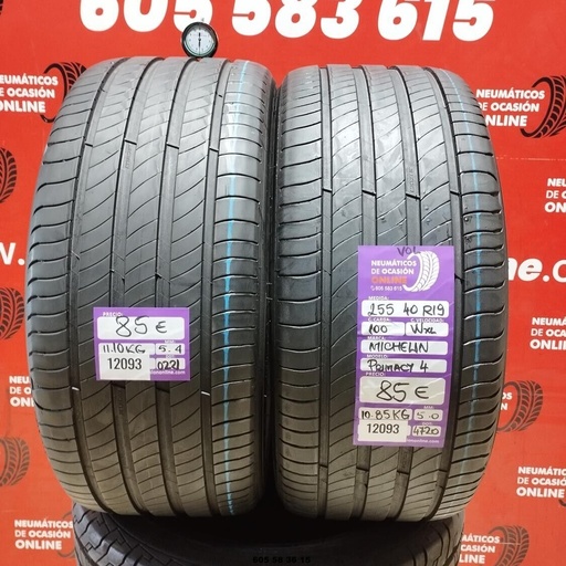 [Ref: 12093] 2x 255 40 R19 100WXL MICHELIN PRIMACY4 VOL 5.0/5.4mm REF:12093