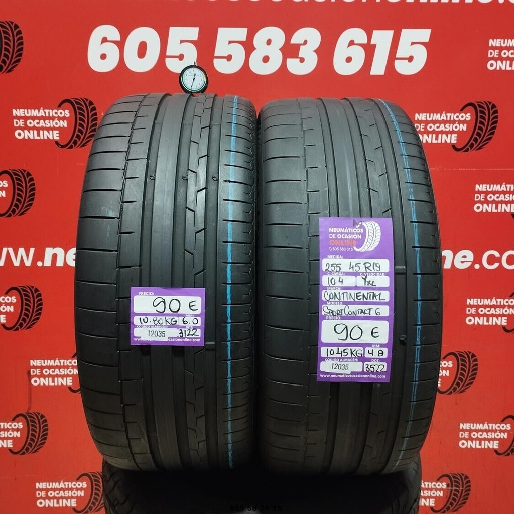 2x 255 45 R19 104YXL CONTINENTAL SPORT CONTACT6 AO 4.8/6.0mm REF:12035