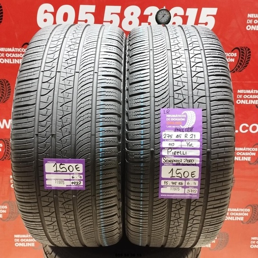 [Ref: 11975] 2x 275 45 R21 110YXL PIRELLI LR PNCS 6.7/6.7mm REF:11975