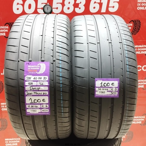 [Ref: 11963] 2x 285 40 Z R20 108YXL DUNLOP SPORT MAXX RT2 MO 5.6/5.0mm REF:11963