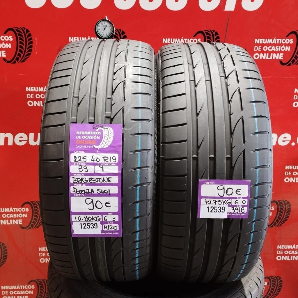 2x 225 40 R19 89Y BRIDGESTONE POTENZA 5001 RSC 6.3/6.0mm REF:12539