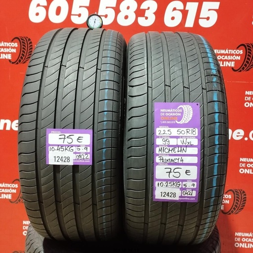 [Ref: 12428] 2x 225 50 R18 99WXL MICHELIN PRIMACY4 5.9/5.7mm REF:12428