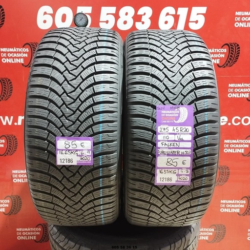 [Ref: 12186] 2x 275 45 R20 110VXL FALKEN EUROWINTER SUV M+S* 6,9/5,8mm REF:12186