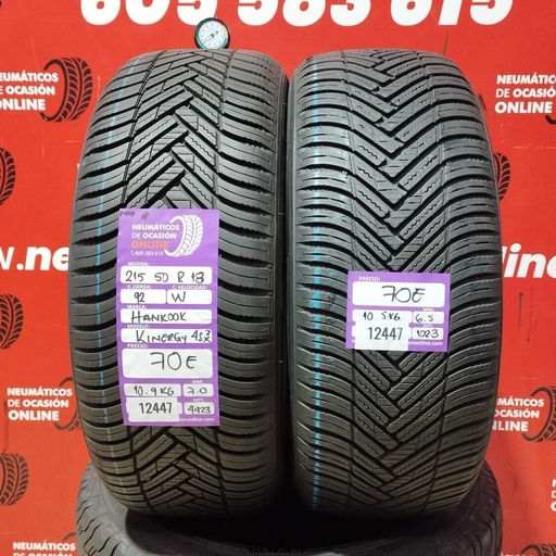 [Ref: 12447] 2x 215 50 R18 92W HANKOOK KINERGY 4S M+S* 7.0/6.5mm REF:12447