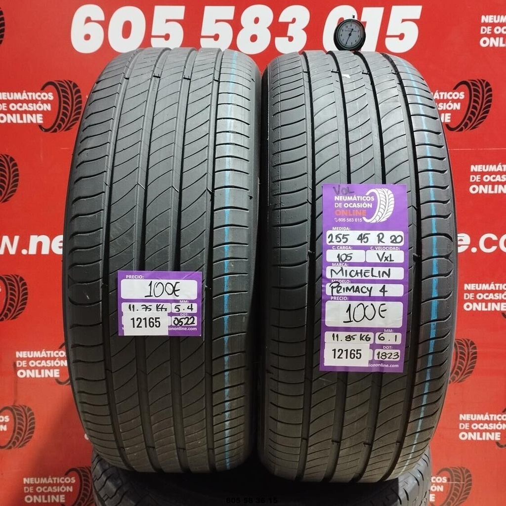 2x 255 45 R20 105VXL MICHELIN PRIMACY4 VOL 5.4/6.1mm REF:12165