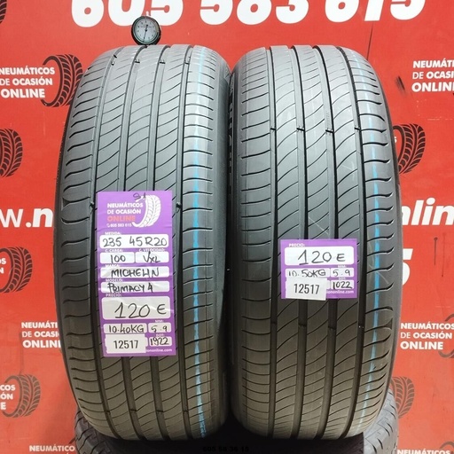 [Ref: 12517] 2x 235 45 R20 100VXL MICHELIN PRIMACY4 S1 5,9/5,9 mm REF:12517