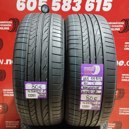 [Ref: 12201] 2x 235 55 R19 101V BRIDGESTONE DUELER H/P SPORT 6.4/5.6mm REF:12201