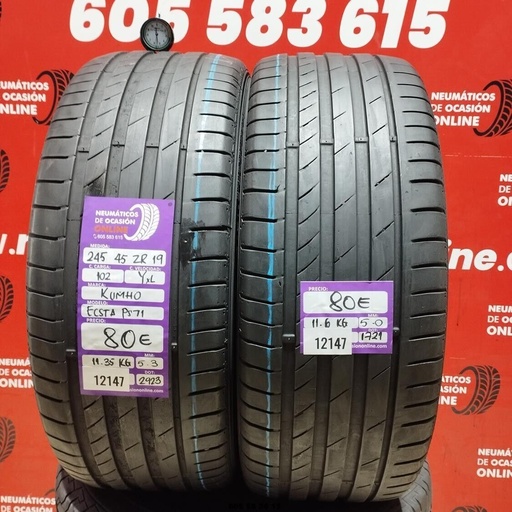 [Ref: 12147] 2x 245 45 ZR19 102YXL KUMHO ECSTA PS71 5.3/5.0mm REF:12147