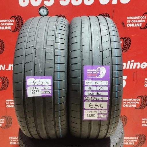 [Ref: 12252] 2x 225 45 R19 96WXL GOODYEAR EAGLE F1 ASIMMETRICO 6 6,1/5,4 mm REF:12252