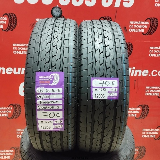 [Ref: 12306] 2x 215 65 R16 109/107T FIRESTONE VANHAWK2 8,0/73 mm REF:12306