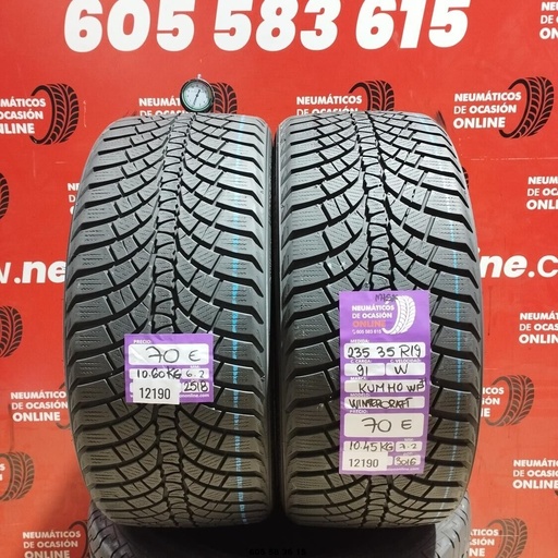 [Ref: 12190] 2x 235 35 R19 91W KUMHO WP3 INVERNO M+S* 7,2/6,2 mm REF:12190