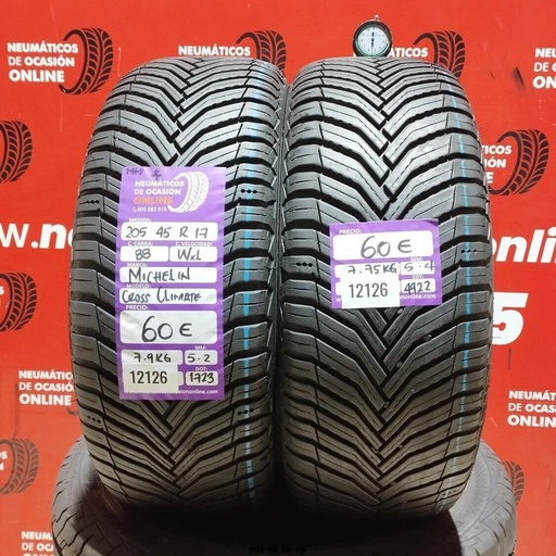 [Ref: 12126] 2x 205 45 R17 88WXL MICHELIN CROSS CLIMATE M+S* 5,2/5,4mm REF:12126