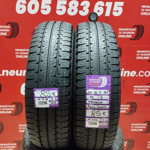 [Ref: 12296] 2x 215 75 R16CP 113Q MICHELIN AGILIS CAMPEGGIO M+S 7,6/7,6 mm REF:12296