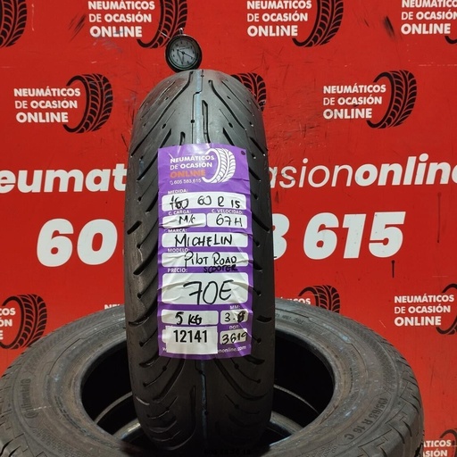 [REF:12141] 1 pneu moto 160 60 R15 M/C 67H MICHELIN PILOT ROAD 3,8 mm REF :12141