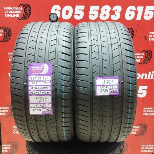 [Ref: 12339] 2x 275 35 R21 103Y BRIDGESTONE ALENZA 001 RSC 6.2/5.7mm REF:12339