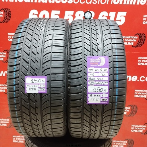 [Ref: 12137] 2x 285 40 R22 110YXL GOODYEAR EAGLE F1 AT SUV 4X4 M+S 5.7/6.1mm REF:12137