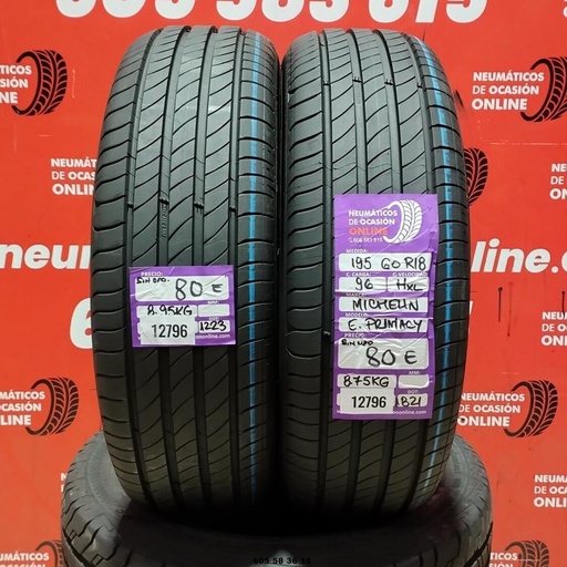 [Ref. 12796] 2x 195 60 R18 96HXL MICHELIN e.PRIMACY DOT: 1223/1821 (SIN USO) Ref.12796