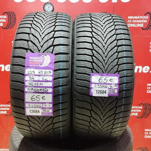 [Ref: 12684] 2x 225 45 R17 94VXL NEXEN WINGUARD SPORT2 M+S* 7.2/6.7mm REF:12684