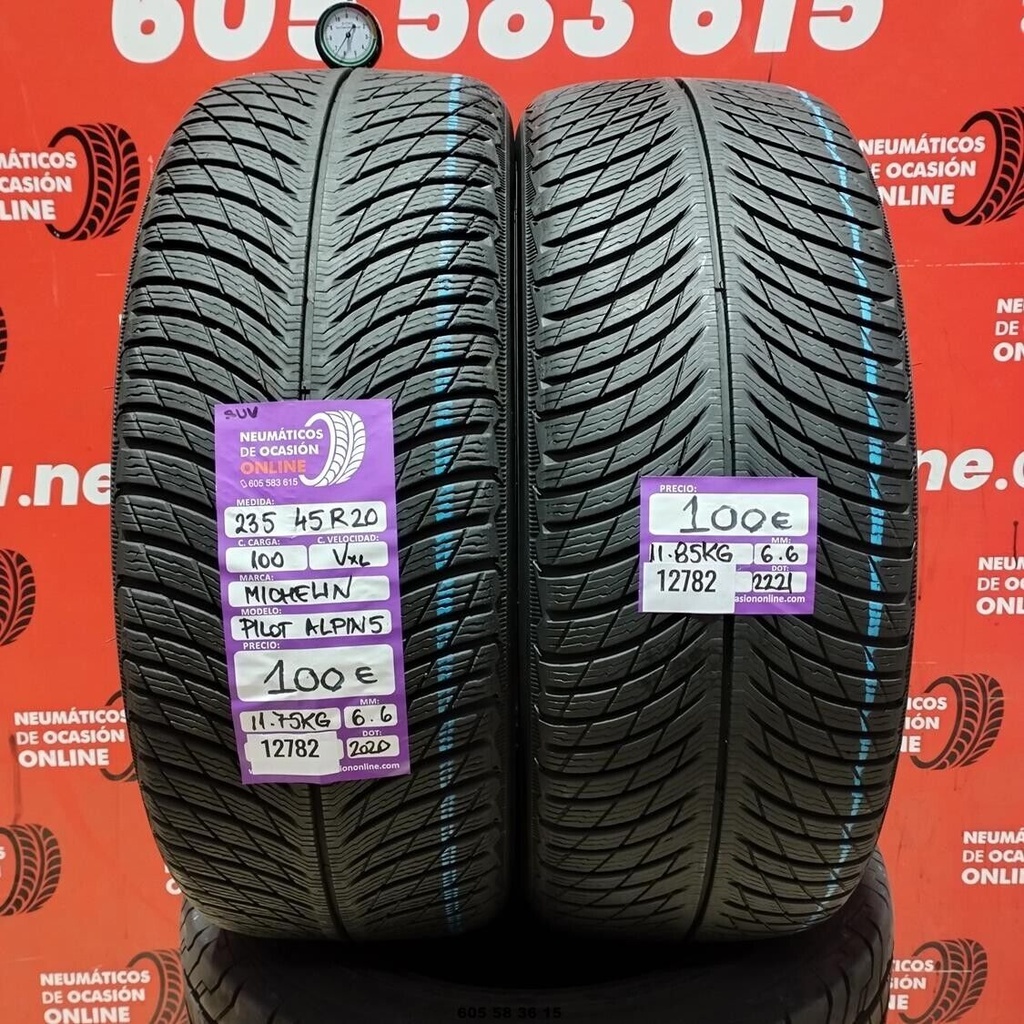 2x 235 45 R20 100VXL MICHELIN PILOT ALPIN5 SUV 6.6/6.6mm REF:12782