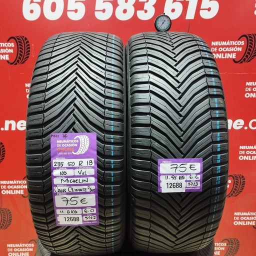 [Ref: 12688] 2x 235 50 R18 103VXL  MICHELIN CROSS CLIMATE 2 SUV M+S* 6.0/6.6mm REF:12688