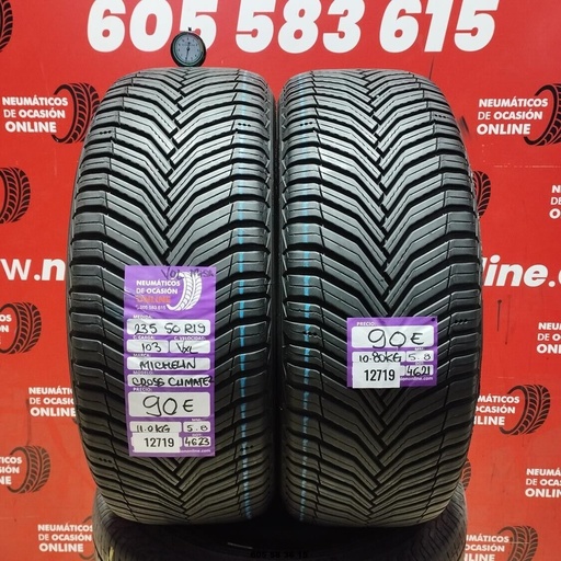 [Ref: 12719] 2x 235 50 R19 103VXL MICHELIN CROSS CLIMATE VOL M+S* 5.8/5.8mm REF:12719