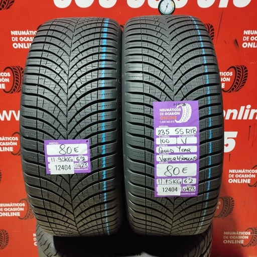 [Ref: 12404] 2x 235 55 R18 100V GOODYEAR VECTOR 4SEASONS M+S* 6.2/6.2mm REF:12404